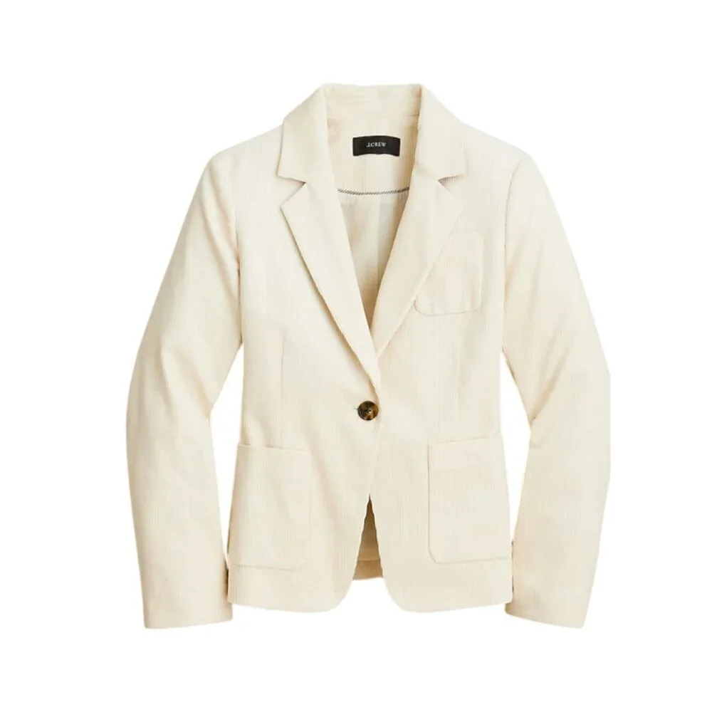 NWT JCrew Archie Corduroy Blazer Jacket Womens 6 Cream Ivory Patch Pocket BJ988